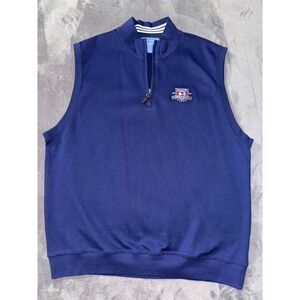 Fairway & Greene Vest Mens Navy Blue 1/4 Zip Pullover Golf Embroidered Sz XL